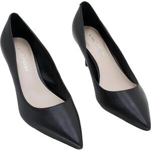 Marc Fisher Black Pointed-Toe Leather Pumps
